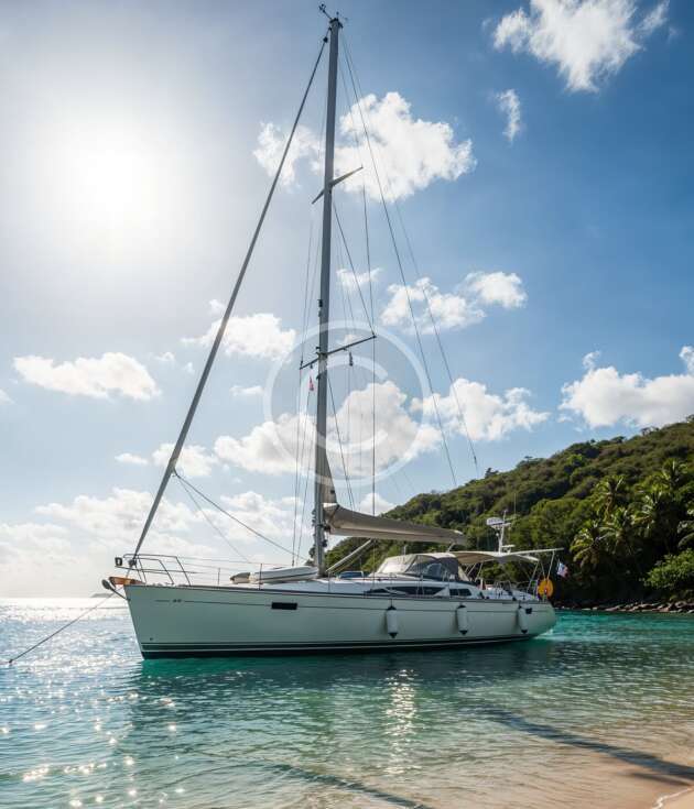 Luxury white sailboat